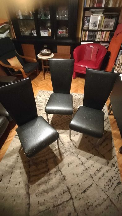 Set 3 scaune cu spatar husa neagra