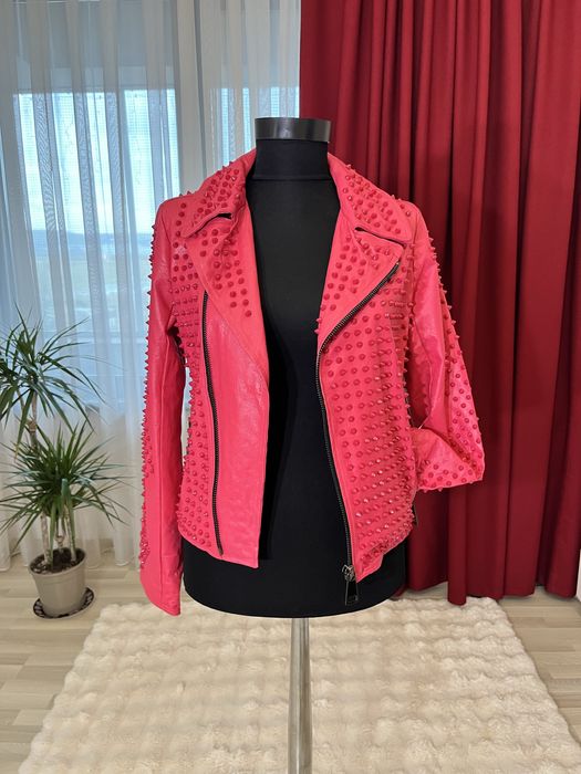 Geaca Biker din piele naturala si tinte marime s/m