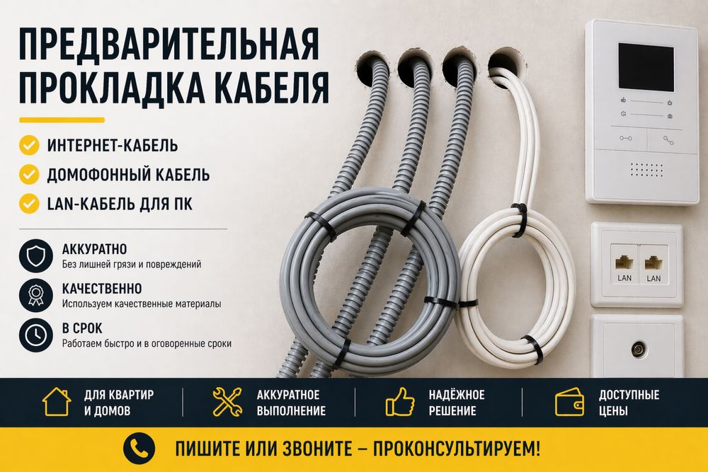 Предварительная прокладка интернет кабелей
