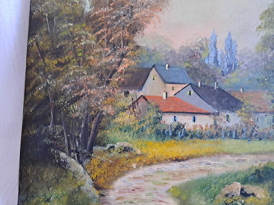 tablou vechi pictura pe panza 55/46 cm provenienta Franta