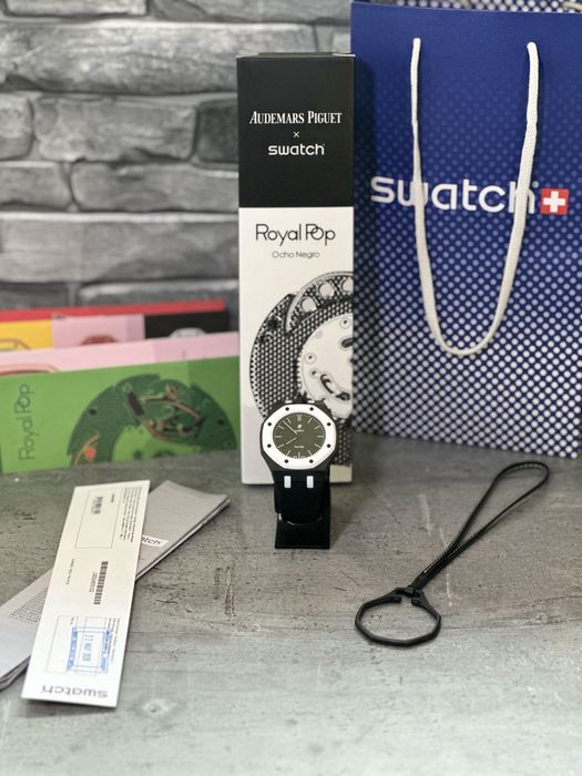 Ceas AP X Swatch Ocho Negro + Bratara neagra CALITATE PREMIUM