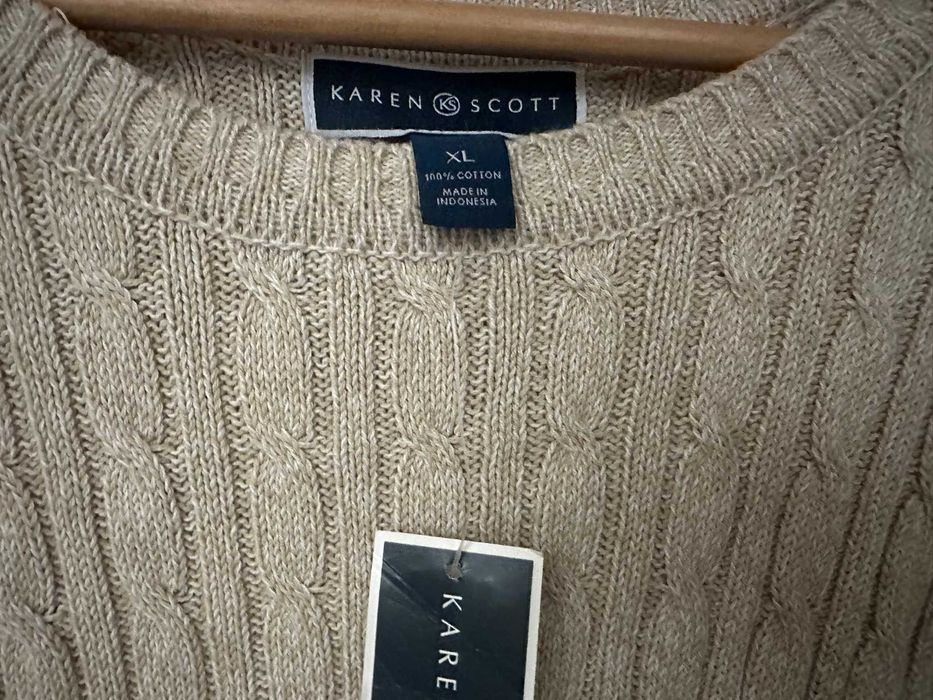 Бежов cable-knit пуловер Karen Scott