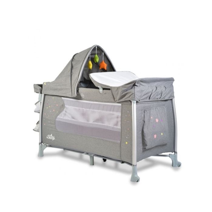 Детска кошара на 2 нива Cangaroo - iSleep, сива. С 2г. гаранция