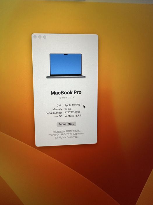 Apple MacBook Pro 16” 2023. Utilizat.