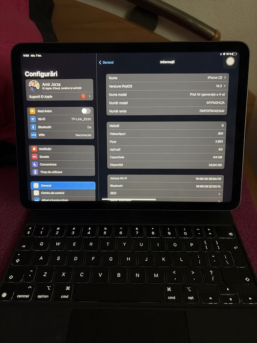 iPad Air 4 ( 2020) 64 GB + Magic Keyboard - stare foarte buna