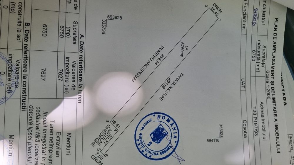Vand teren Cosoba direct proprietar