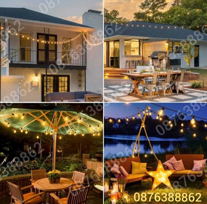 Външни лампи Светлинна верига от 20бр. Лед крушки за декорация