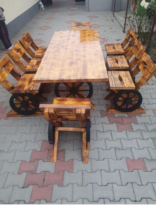 masă rustică din lemn masiv – lucrată manual | la comandă