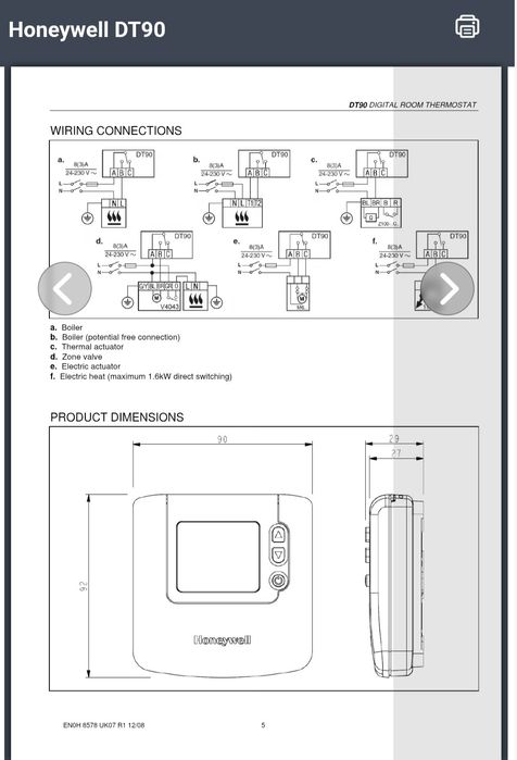 Termostat Honeywell DT90A, neprogramabil