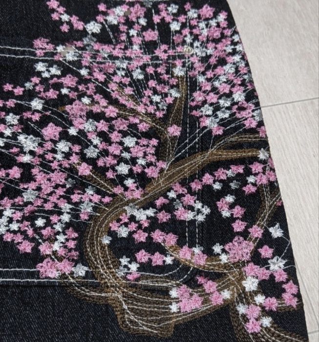 Blugi Blossom Baggy cu Broderie V2 jeans stil Y2K,casual,unisex