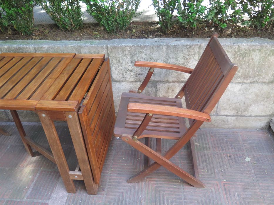 Тиково дърво- маса и 2бр.столове,сгъваеми ,Скандинавски мебели