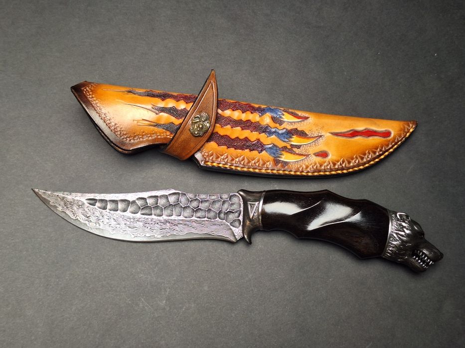 Ловен нож от дамаска стомана Monster Wolverine