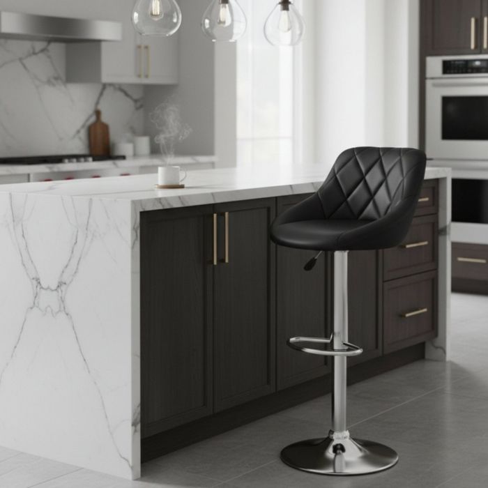 Бар стол с регулируема височина и въртяща функция – комфорт и стил за