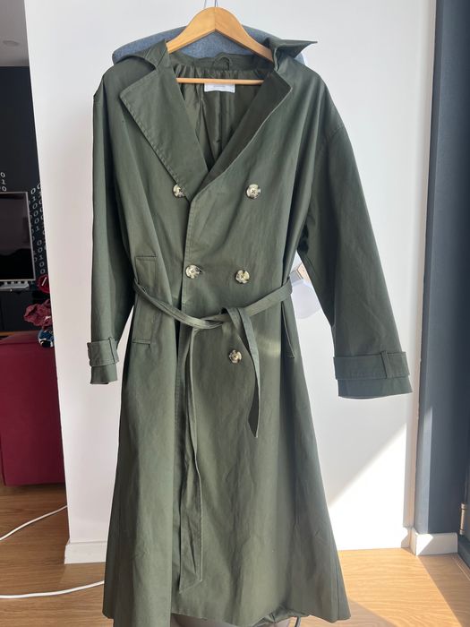 Шлифер Манго в маслено зелено