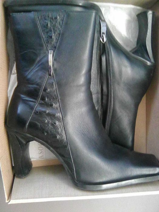 cizme imblanite piele  negre lasocki 37