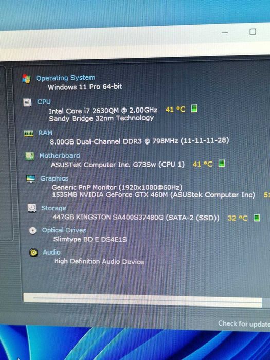 Laptop Vintage Gaming Asus i7