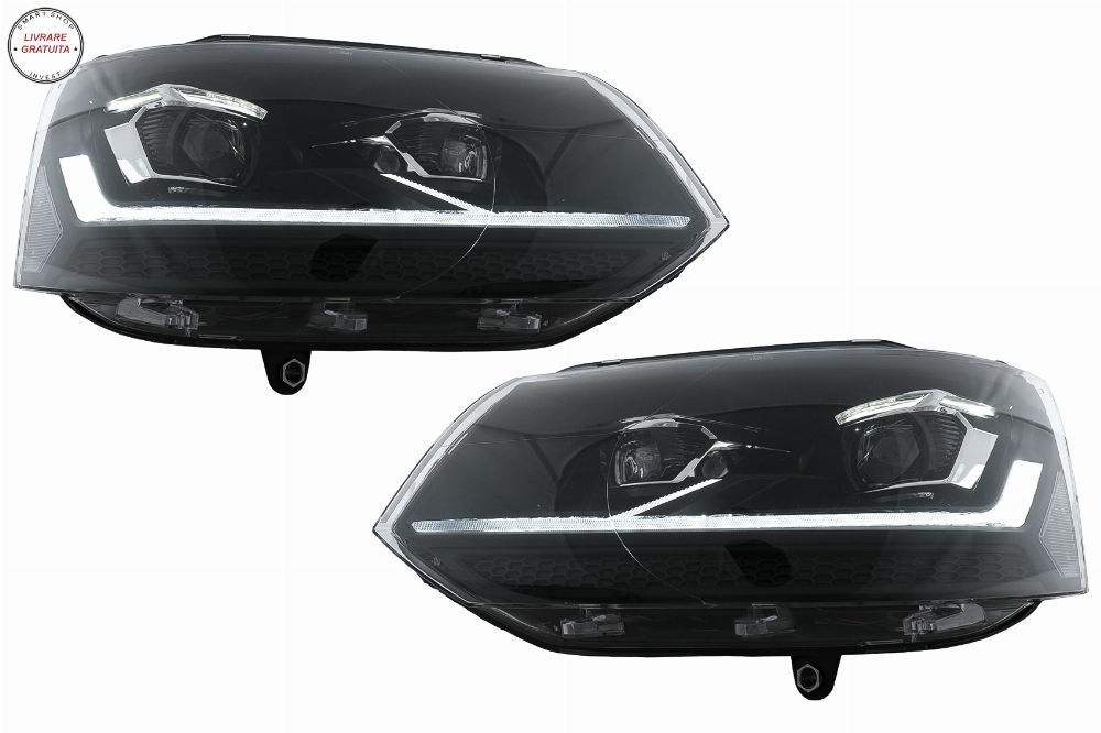 Faruri Full LED VW Transporter Caravelle Multivan T5 Facelift (2010-2015) Negru- livrare gratuita