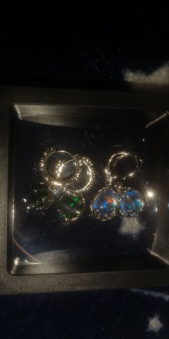 Cercei eleganți argint 925 cu pietre verzi + cercei cu piatră schimbăt