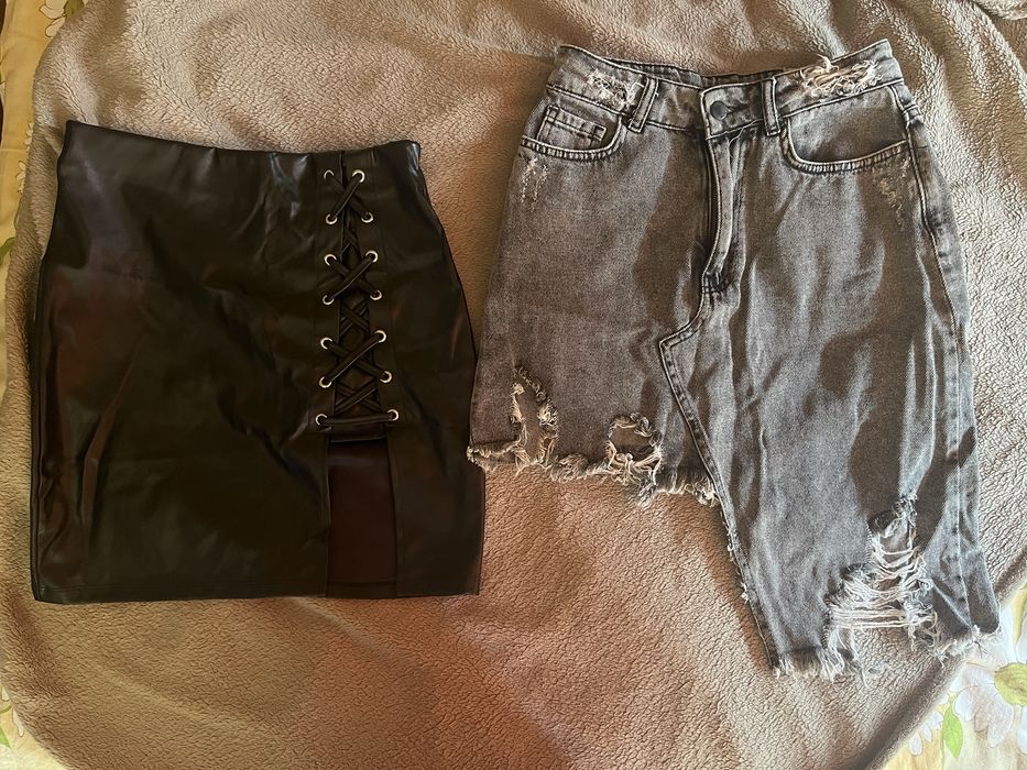 Черна дамска кожена пола