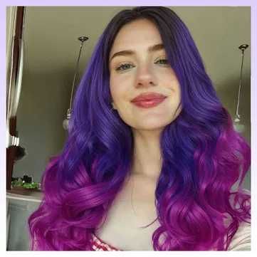 Три цветна перука черно лилаво розова