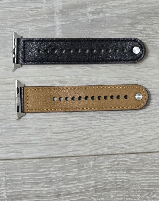 Curea piele naturală EIHAIHIS pentru Apple Watch – neagră, 38/40/41mm