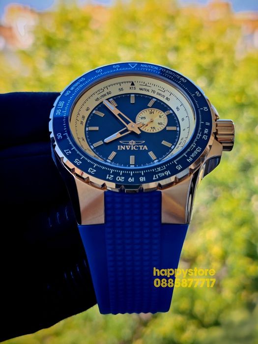 INVICTA Aviator Blue/Gold 50 mm, Инвикта нов ръчен часовник