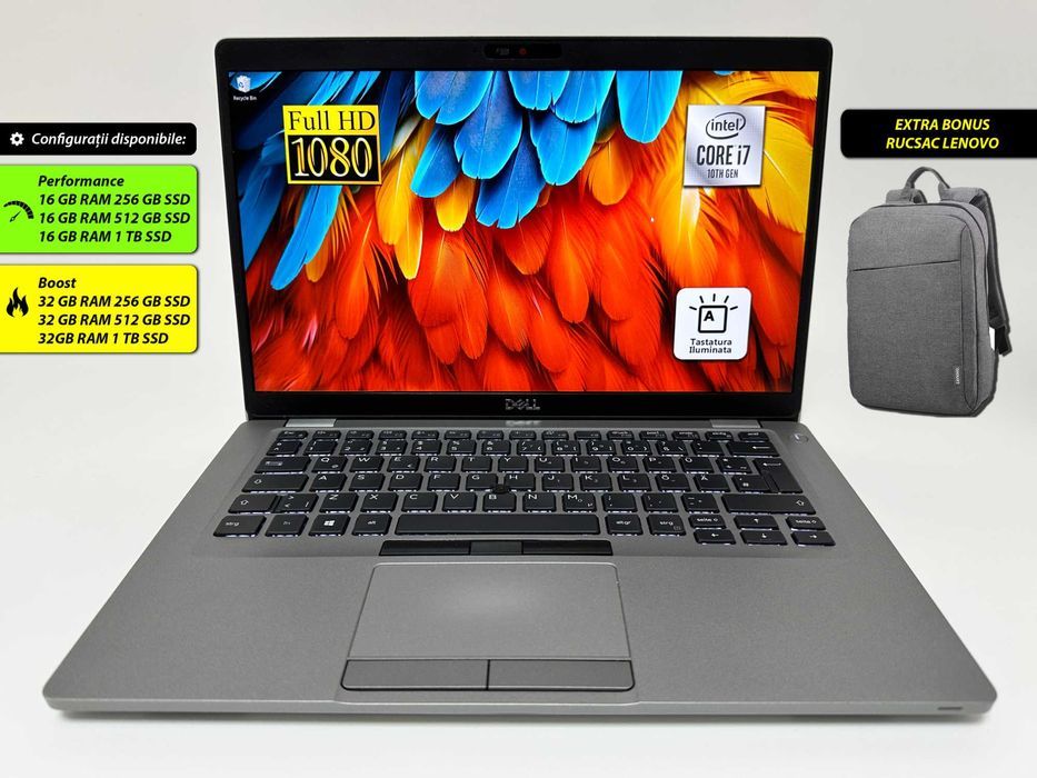 Laptop Dell Latitude Intel i7 gen 10th 32 gb ram 256 gb ssd Ecran 14 inch Full HD Gama business ultrabook Windows 11 Factura si Garantie 1 an