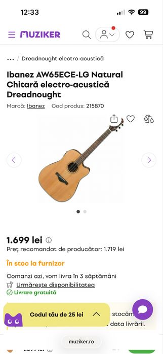 Chitara Electro Acustica Ibanez