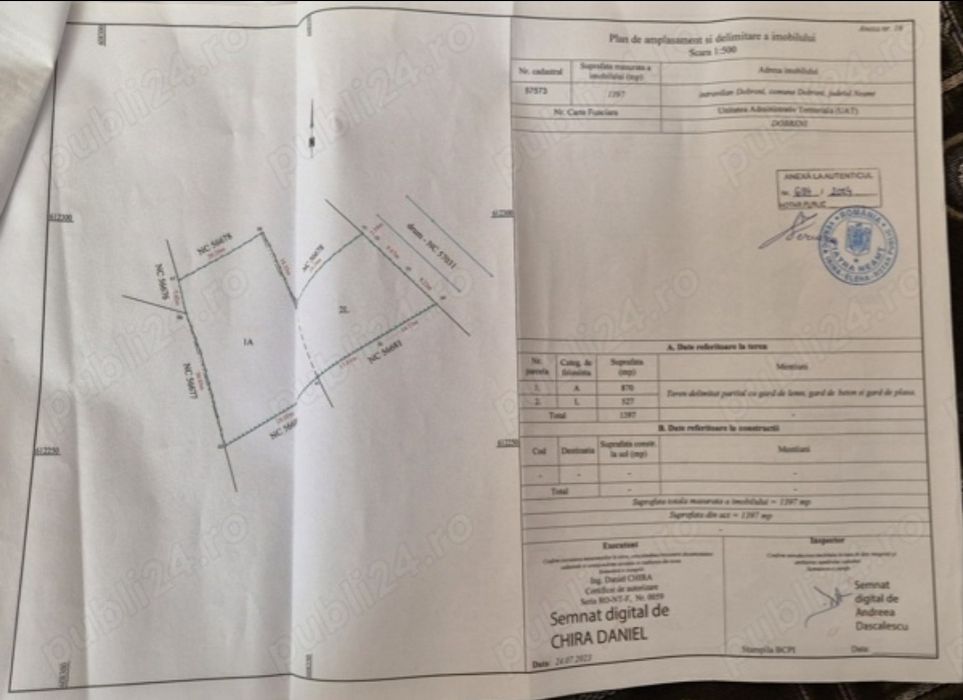 Teren intravilan (loc casa) Dobreni, Neamț.