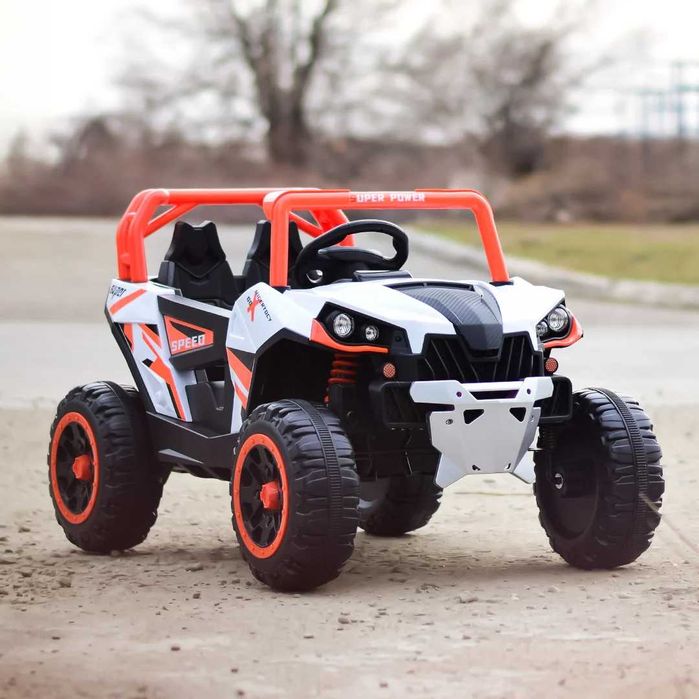 UTV electric Kinderauto RSR 4x 30w 12V cu roti moi, scaun tapitat RED