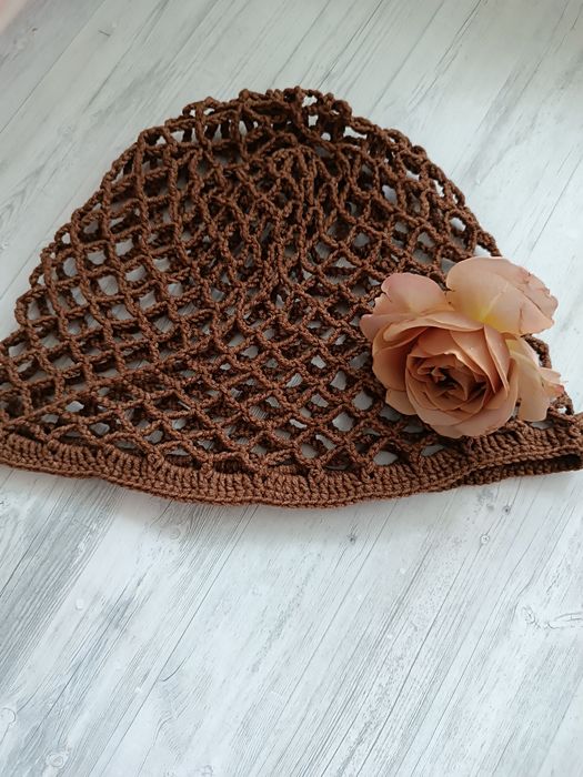 Летняя шапочка-сеточка ручной работы из хлопка,любой цвет.