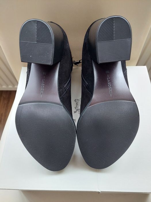 Botine piele naturala intoarsa negre 39 Lasocki