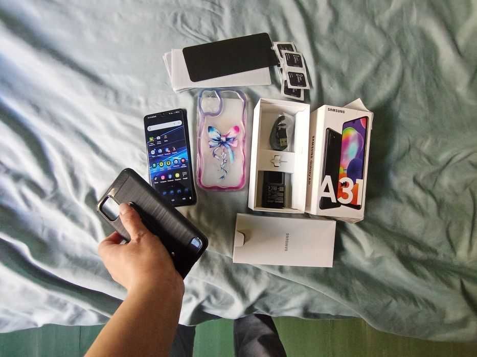 Pachet Complet: Telefon Samsung Galaxy A31 +2 Huse +5 Folii+Incarcator