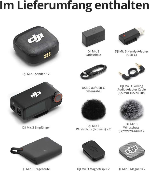 DJI MIC 3 Безжичен Микрофон (2 Transmitters + 1 Receiver + Charging Cradle)