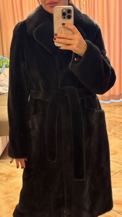 Луксозно палто от норка.Гърция.Визон. Естествена кожа с косъм.