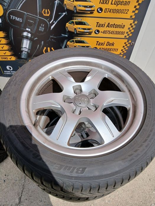 Jante aliaj R17,  5x112,  originale Audi echipate cu anvelope de iarnă M+S 225/50/R17  Două bucăți Yokohama 2020 si doua bucăți Platin 2021