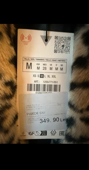 Haină stil animal print, noua - Zara, cu eticheta