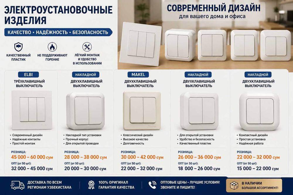 Elektrika mahsulotlari rezetka, vklyuchatel