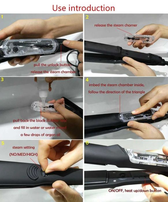 Професионална кератинова парна преса за коса, керамична преса