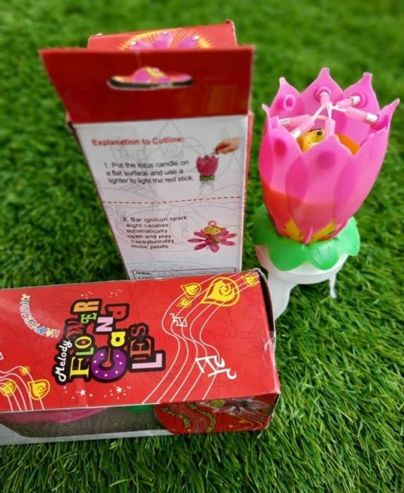 Музикална Свещ лотос, Свещичка за Рожден ден, Розов Свещ за торта