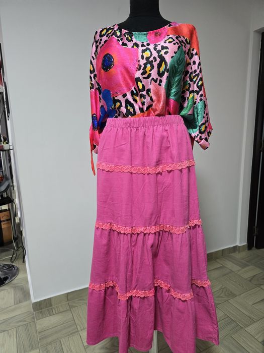 Camasa satinata cu imprimeu animal print, cu fundițe, perfectă pentru  fuste, blugi, pantaloni