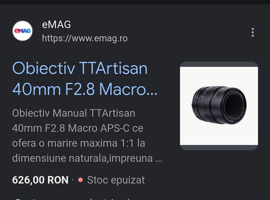 Obiectiv TTArtisan 40mm F2.8 Macro pentru FujiFilm FX-mount, SIGILAT