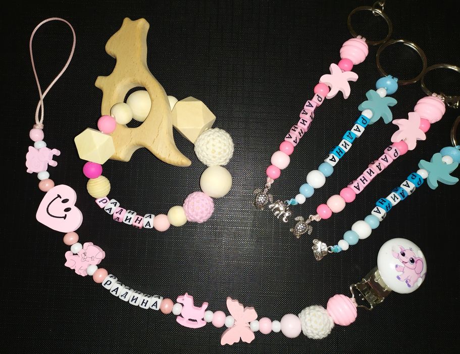 Клипс (щипка) за биберон с името на вашето бебе