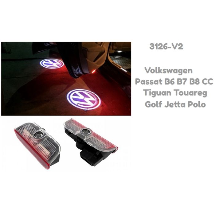 LED Плафон за врати с лого 2бр VW Golf,Polo,Passat