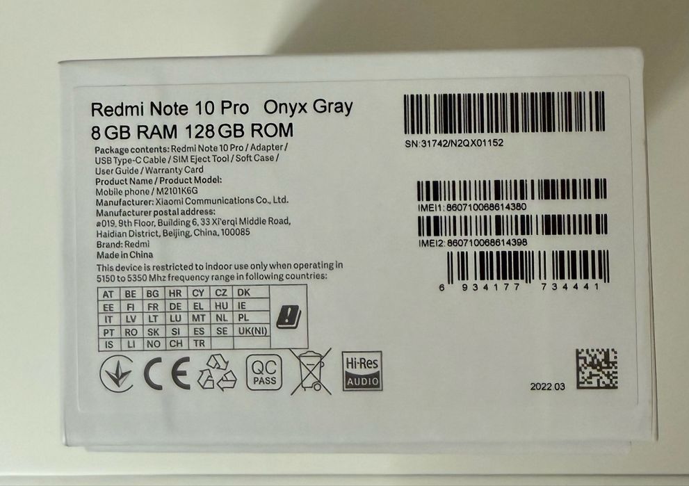 Продам смартфон Redmi Note 10 Pro,цвет Onyx Gray