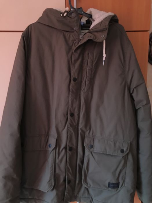 Мъжко зимно яке/шуба в маслинено зелено