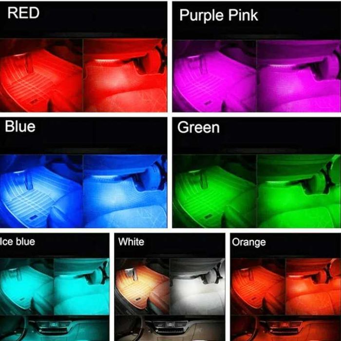 RGB светодиодни ленти с 9 LED за интериорно осветление в автомобил.