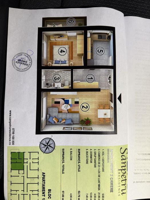 Apartament cu 2 camere nou cu vedere superba !