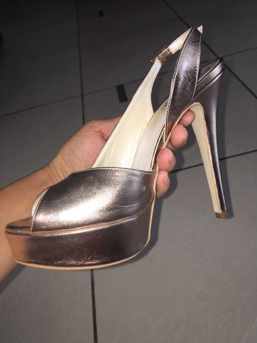 Pantofi cu platforma, auriu-cupru