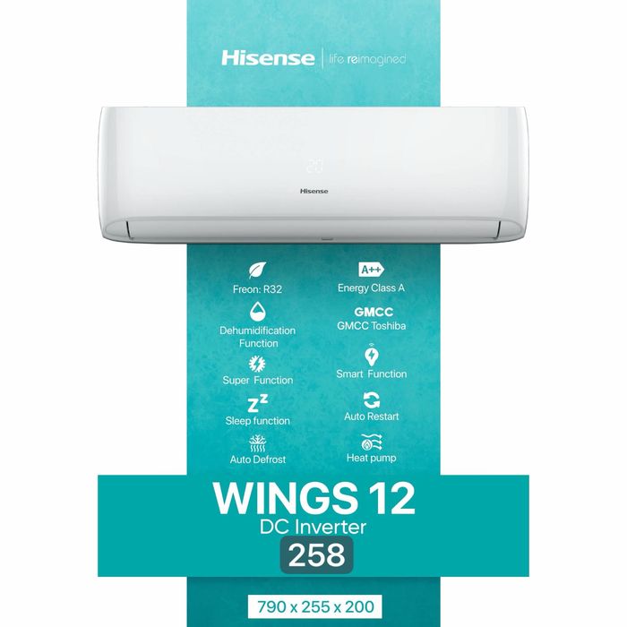 Кондиционер Hisense Wings/Carter S/DC invertor/R32 фреон +4Wind +дос.